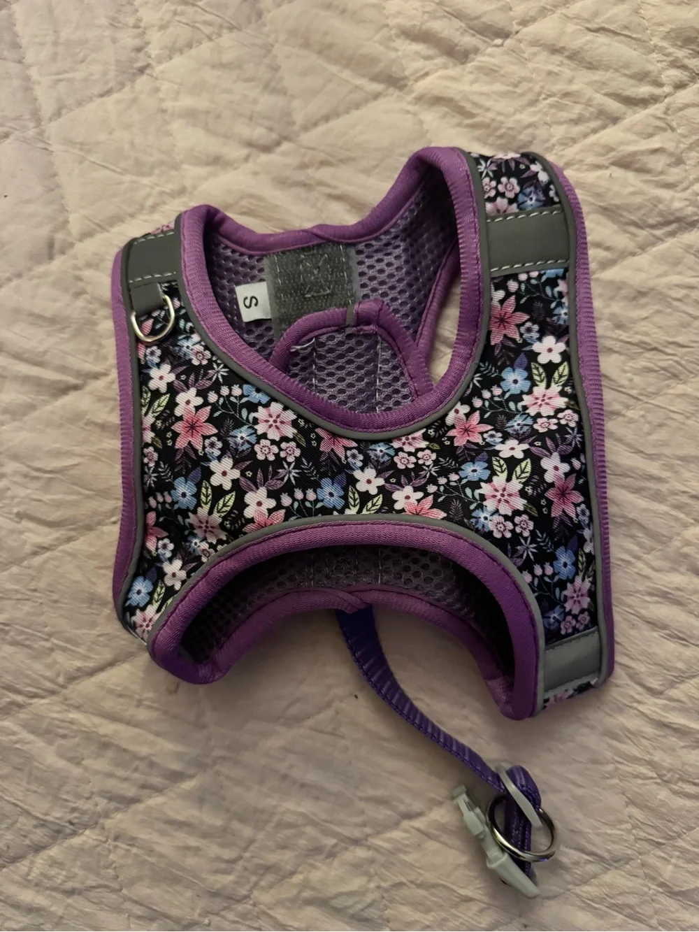 Purple Floral dog Harness Vest with Matching Leash